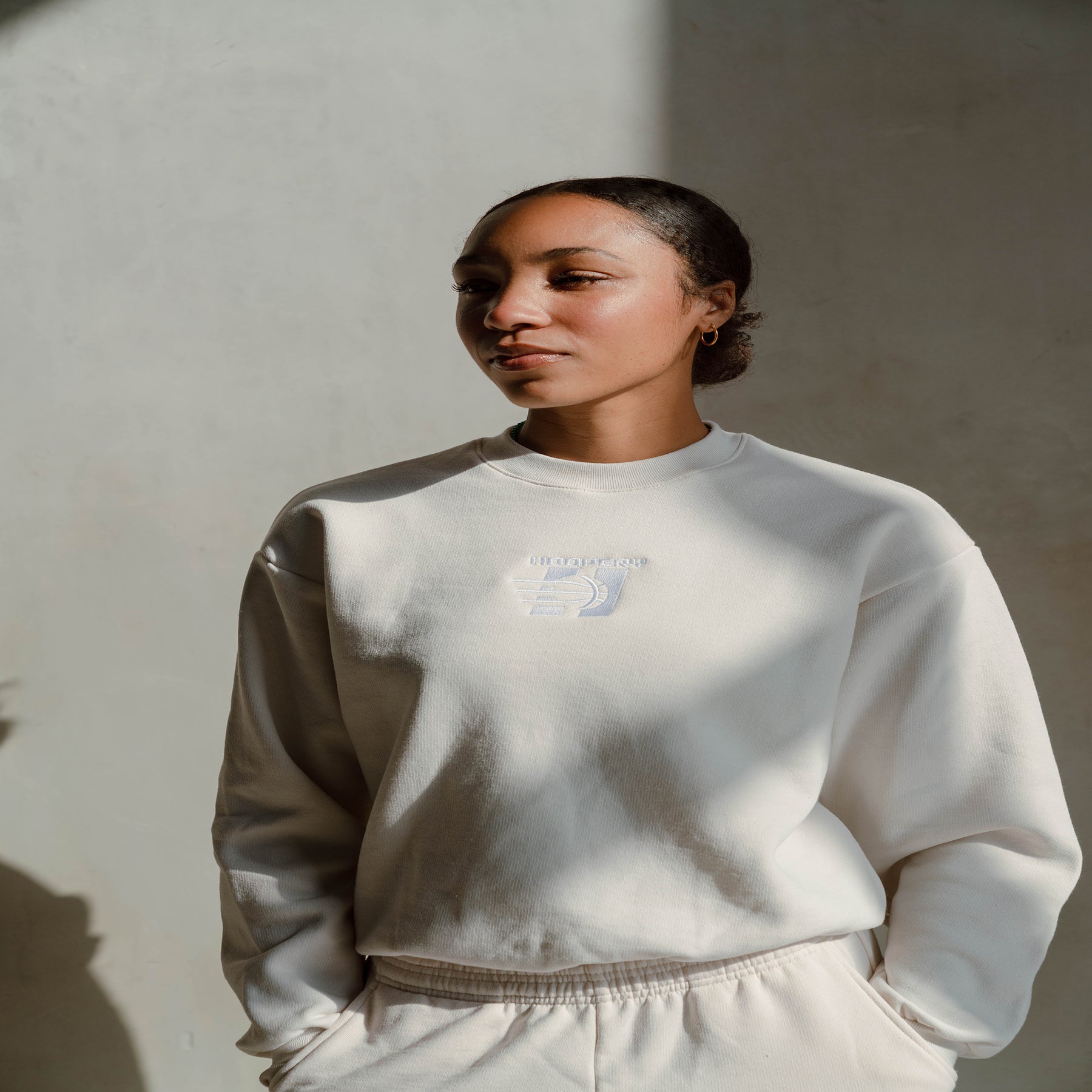 Embroidered 'OOP' Crewneck - Creme