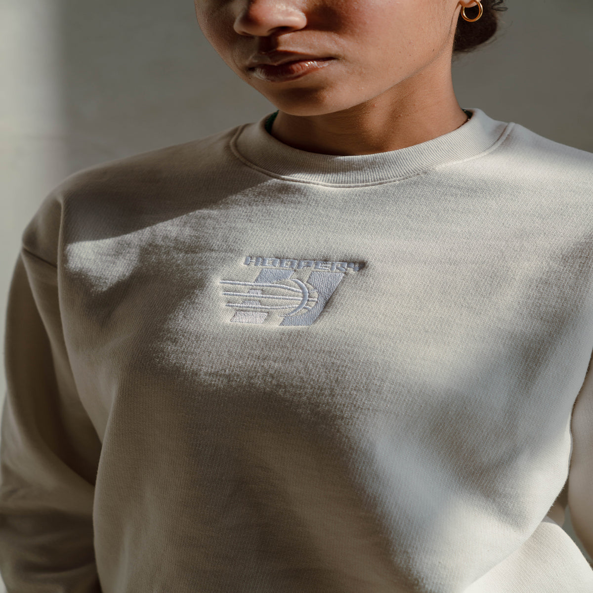 Embroidered 'OOP' Crewneck - Creme
