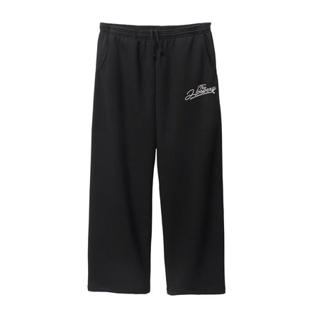 Script Embroidered Open Bottom Sweatpants