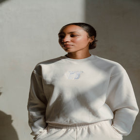 Embroidered 'OOP' Crewneck - Creme