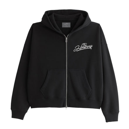Script Embroidered Zip Hoodie